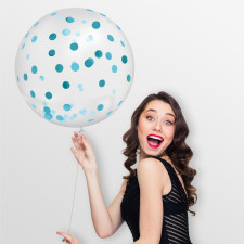 Ballon confettis bleu géant de décoration