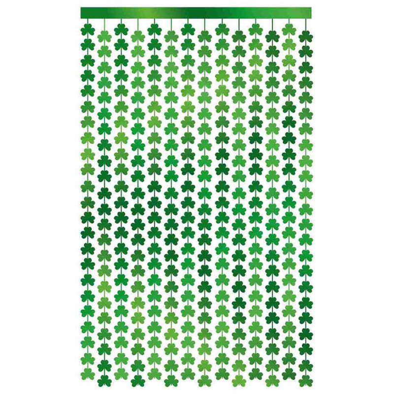 Rideau trèfles verts Saint-Patrick lamé
