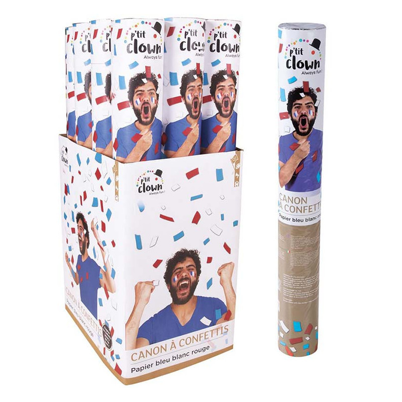 Canon à confettis bleu blanc rouge