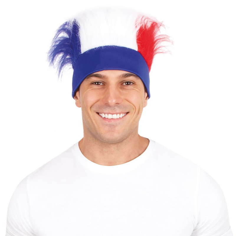 Bandeau cheveux bleu blanc rouge de supporter
