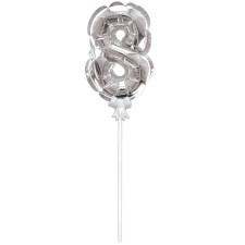 Ballon chiffre 8 auto-gonflable argent