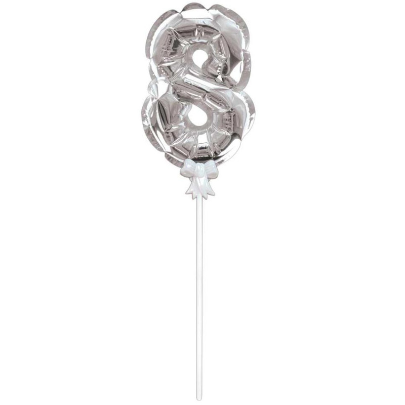 Ballon chiffre 8 auto-gonflable argent