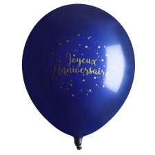 Ballon anniversaire bleu et or en latex