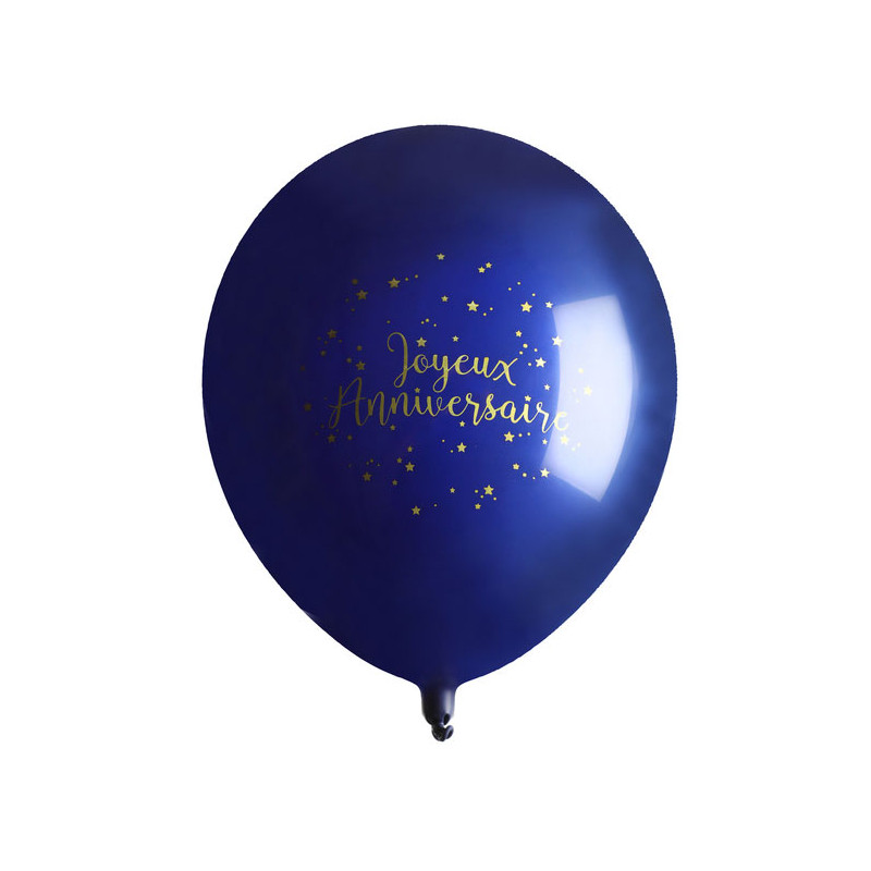 Ballon anniversaire bleu et or en latex