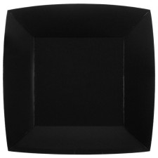 Assiette noire carrée jetable en carton