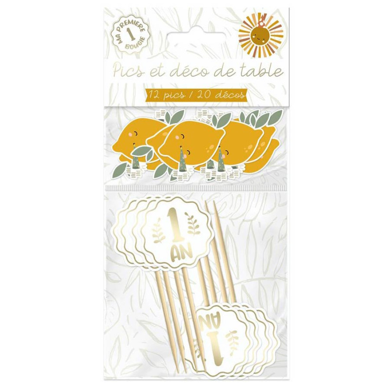 Pics pour décoration de table d'anniversaire 1 an avec confettis