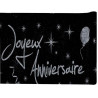 Chemin de table d'anniversaire chic noir et argent