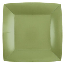 Assiette vert sauge carrée compostable en carton jetable