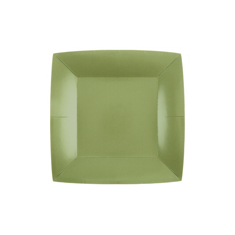 Assiette vert sauge carrée compostable en carton jetable Assiette vert sauge carrée compostable en carton jetable