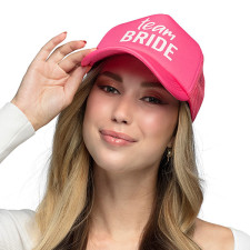 Casquette team bride rose fluo