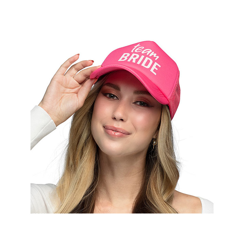 Casquette team bride rose fluo
