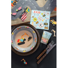 Décoration de table anniversaire thème engins de chantier