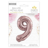 Ballon anniversaire chiffre 9 rose gold