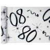 Chemin de table blanc et noir pour décorer une table d'anniversaire 80 ans Chemin de table blanc et noir pour décorer une table d'anniversaire 80 ans