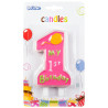 Bougie anniversaire 1 an rose fille Bougie anniversaire 1 an rose fille