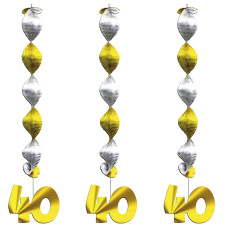 Guirlande anniversaire 40 ans à suspendre or et argent