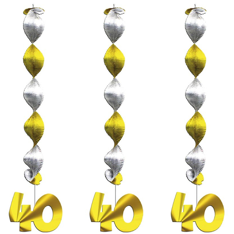 Guirlande anniversaire 40 ans à suspendre or et argent