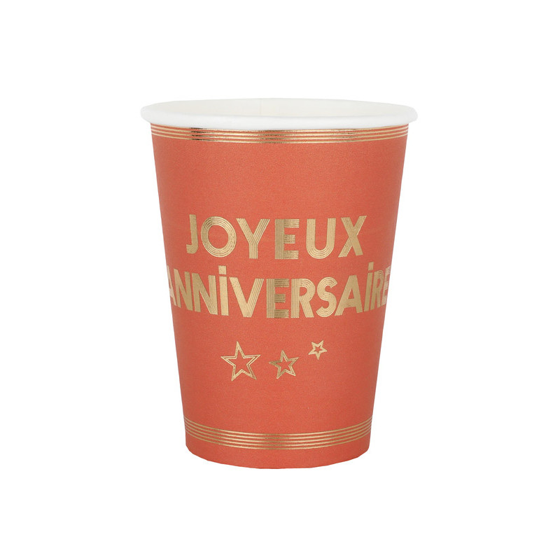 Gobelet anniversaire terracotta et or Gobelet anniversaire terracotta et or