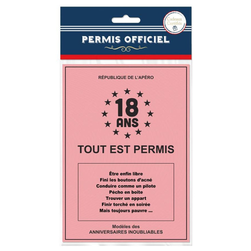 Permis 18 ans anniversaire Permis 18 ans anniversaire