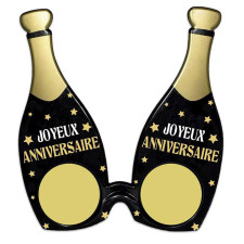 Lunettes joyeux anniversaire bouteille de champagne