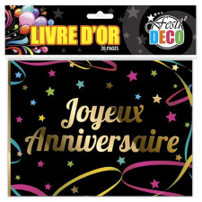 Livre souvenir anniversaire noir, or et multicolore Livre souvenir anniversaire noir, or et multicolore