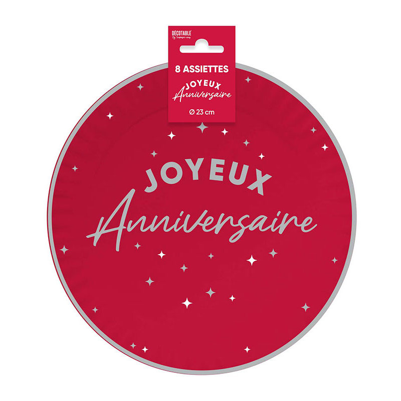 Assiette carton anniversaire rouge Assiette carton anniversaire rouge