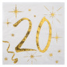 Serviettes d'anniversaire 20 ans blanches et dorées Serviettes d'anniversaire 20 ans blanches et dorées