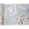Chemin de table doré et blanc pour décoration de table anniversaire 18 ans Chemin de table doré et blanc pour décoration de table anniversaire 18 ans