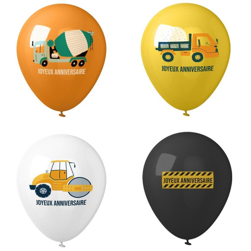Ballons anniversaires thème chantier