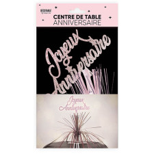 Centre de table joyeux anniversaire rose pastel