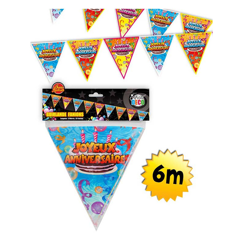 Guirlande fanion anniversaire multicolore