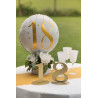 Décoration d'anniversaire 18 ans or et blanc avec ballon hélium