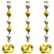 Guirlande anniversaire 60 ans à suspendre or-argent