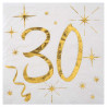 Serviettes blanches et dorées pour anniversaire 30 ans