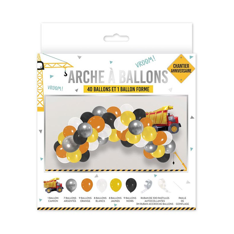 Kit arche de ballons thème chantier et construction