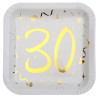 Assiettes carrées en carton pour anniversaire 30 ans