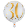 Ballon mylar 30 ans gonflable à l'hélium or et blanc Ballon mylar 30 ans gonflable à l'hélium or et blanc