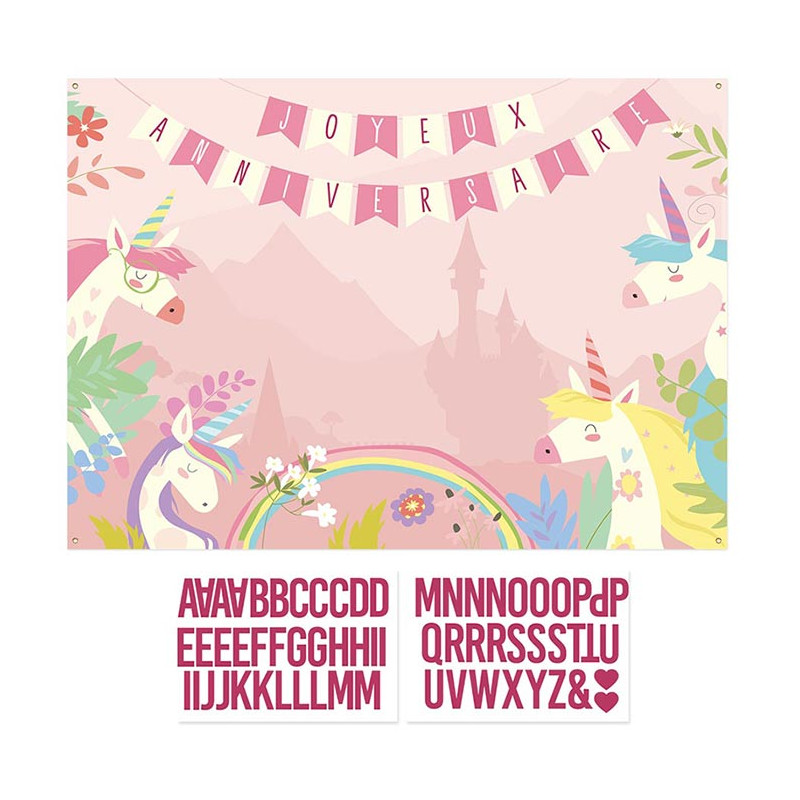 Toile de fond anniversaire licorne