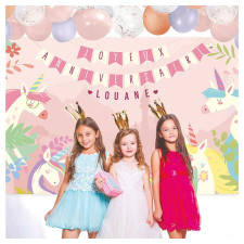 Décoration anniversaire licorne personnalisée