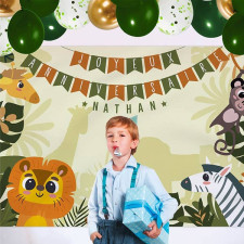 Toile de fond anniversaire personnalisable thème jungle Toile de fond anniversaire personnalisable thème jungle