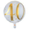 Ballon hélium 40 ans en aluminium blanc et or