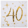 Serviettes 40 ans dorées pour anniversaire Serviettes 40 ans dorées pour anniversaire