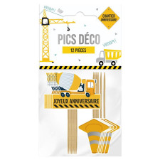 Pics pour décoration de table d'anniversaire thème engins de chantier Pics pour décoration de table d'anniversaire thème engins de chantier