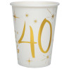 Gobelets pour anniversaire 40 ans en carton dorés