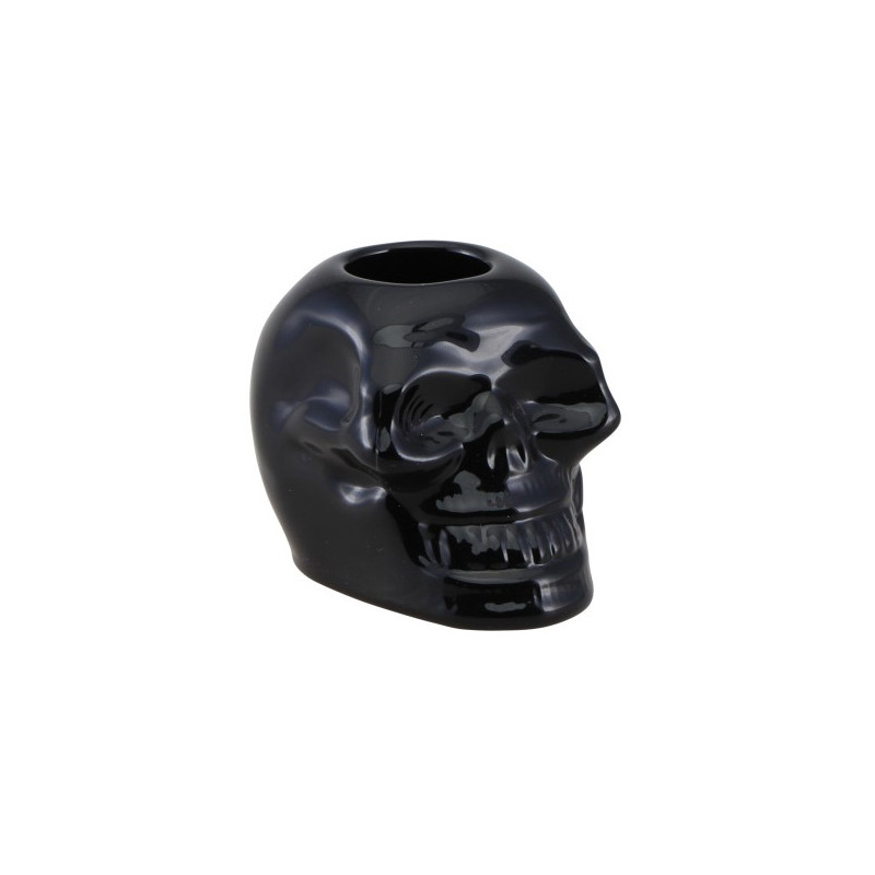 Bougeoir tête de mort noire Halloween
