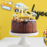 Décoration gâteau d'anniversaire thème chantier avec bougies