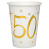 Gobelets d'anniversaire 50 ans blanc et or Gobelets d'anniversaire 50 ans blanc et or