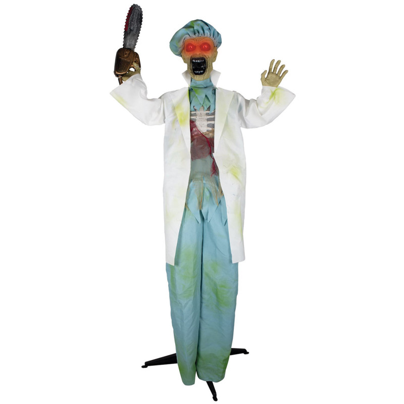 Déco Halloween automate zombie avec tronçonneuse