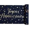 Chemin de table couleur bleu et or joyeux anniversaire de 3 mètres