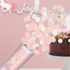 Petit canon confettis rose pour anniversaire enfant